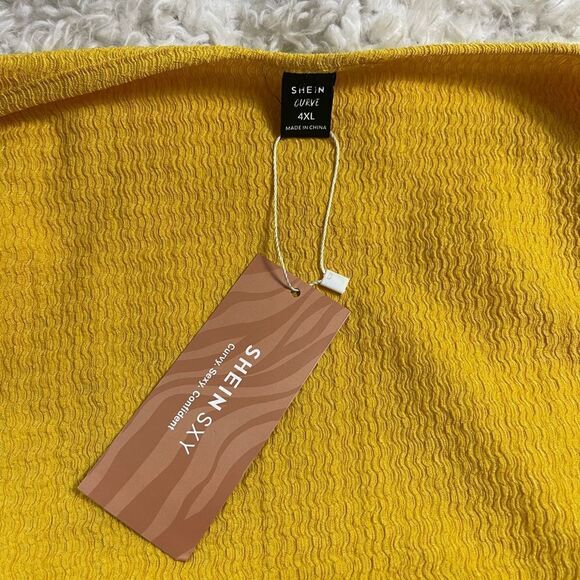 NWT SHEIN SXY Curve Yellow Rib stretchy cut out back sleeveless maxi dress SZ4XL - Picture 12 of 12